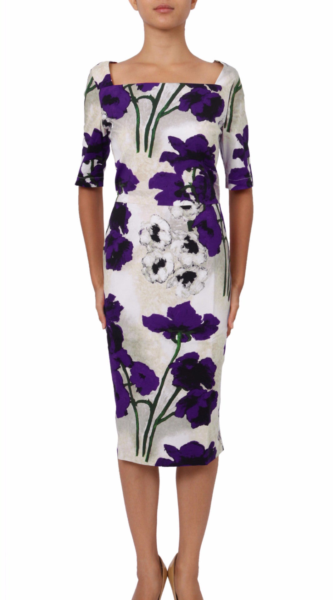 1/2 Sleeve | Poppy | Ivory Lilac | Front | Dress By Samantha Sung