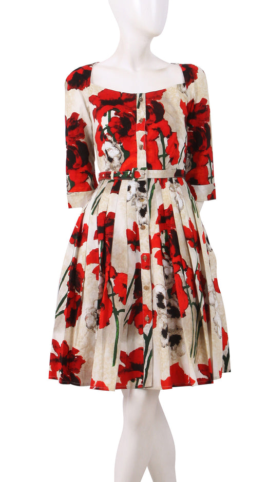 3/4 Sleeve | Poppy | Ivory Indian Red | Style | Dress By Samantha Sung