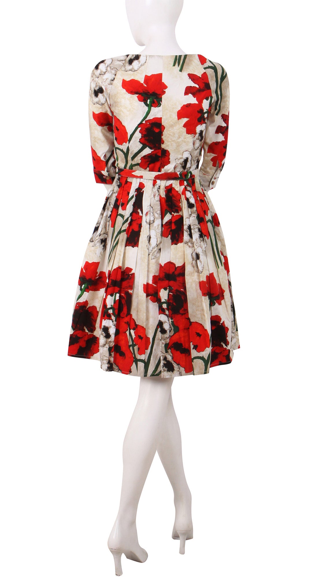 3/4 Sleeve | Poppy | Ivory Indian Red | Front | Dress By Samantha Sung