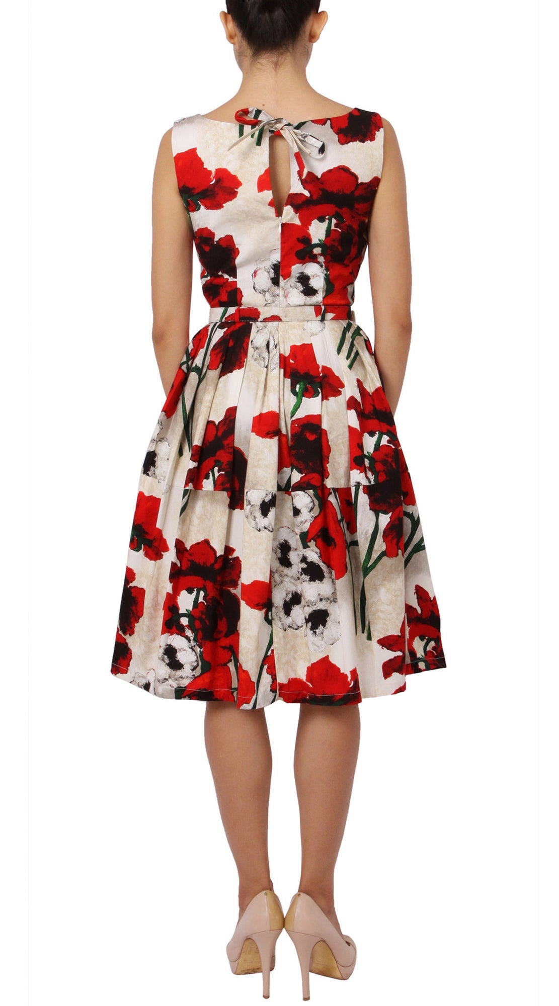 Sleeveless | Poppy | Ivory Indian Red | Back | Dress By Samantha Sung