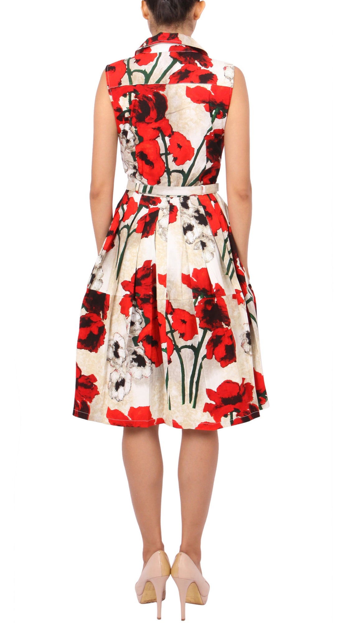Claire Dress Shirt Collar Sleeveless Regular Cotton Stretch (Poppy)