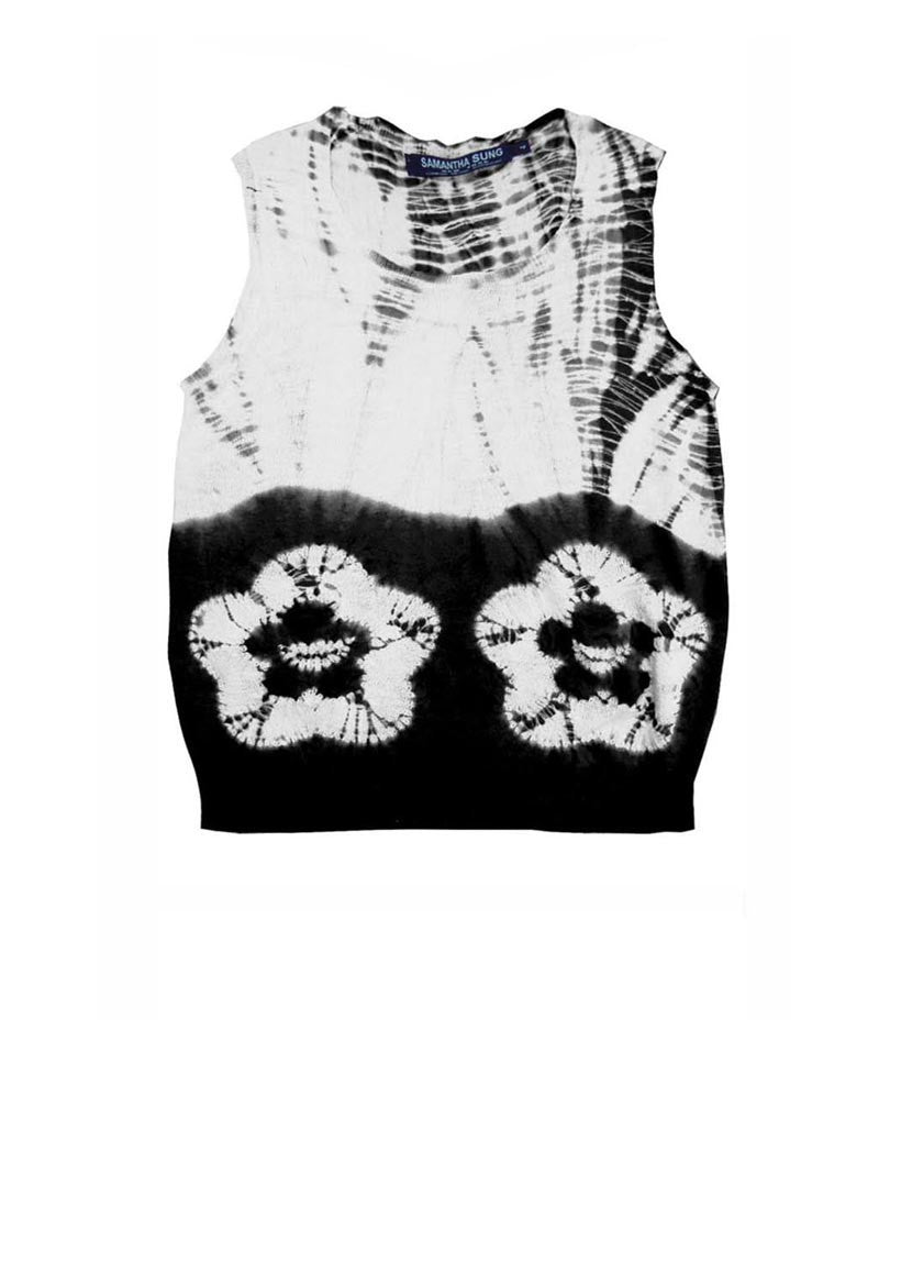 Short | Double Flower Shibori Shibori | Black | Front-1 | Cardigan by Samantha Sung