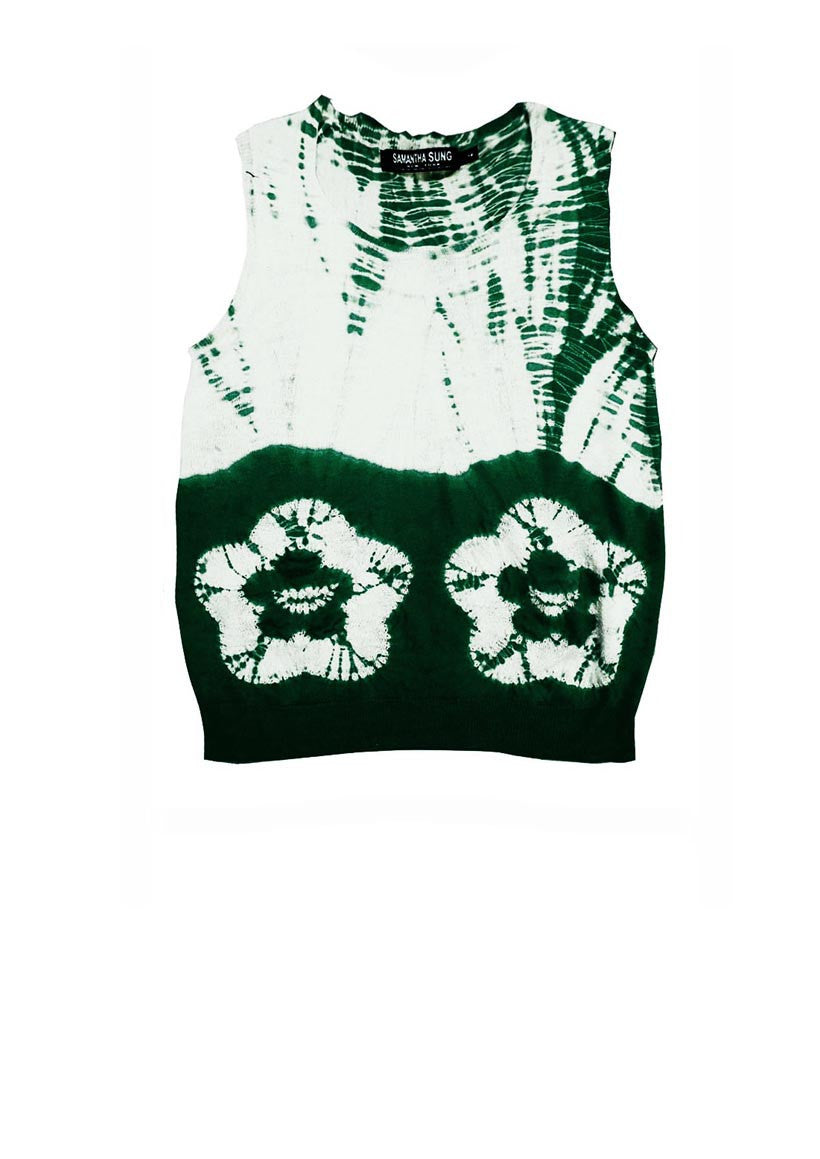 Short | Double Flower Shibori Shibori | Jade | Front-1 | Cardigan by Samantha Sung