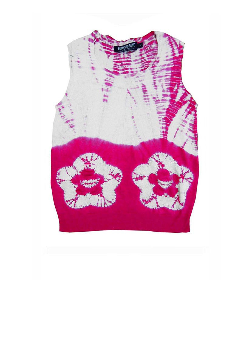 Short | Double Flower Shibori Shibori | Pink | Front-1 | Cardigan by Samantha Sung