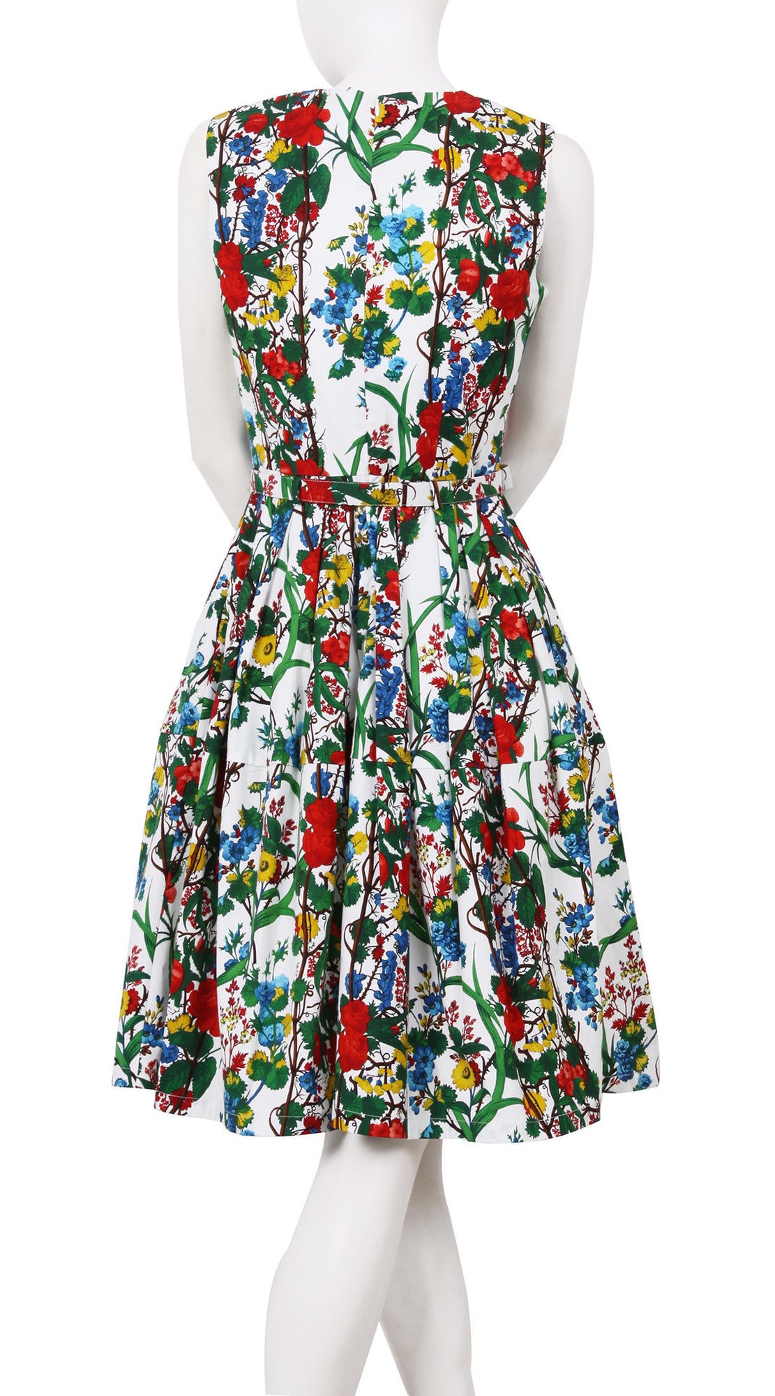 Sleeveless | Queen Mary | White Indian Red | Back | Dress By Samantha Sung