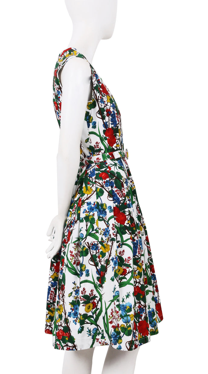 Sleeveless | Queen Mary | White Indian Red | Right | Dress By Samantha Sung