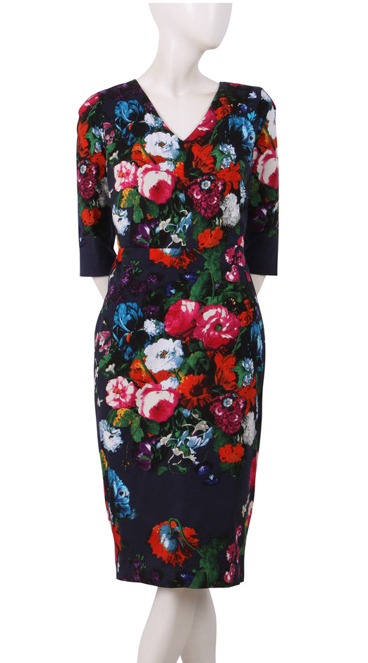3/4 Sleeve | Rembrandt | Midnight Blue Rose | Style | Dress By Samantha Sung