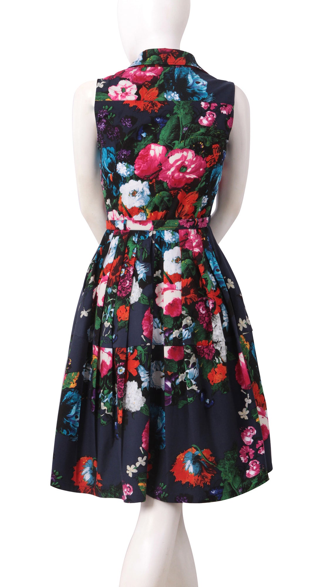 Sleeveless | Rembrandt | Midnight Blue Rose | Back | Shirt Dress By Samantha Sung