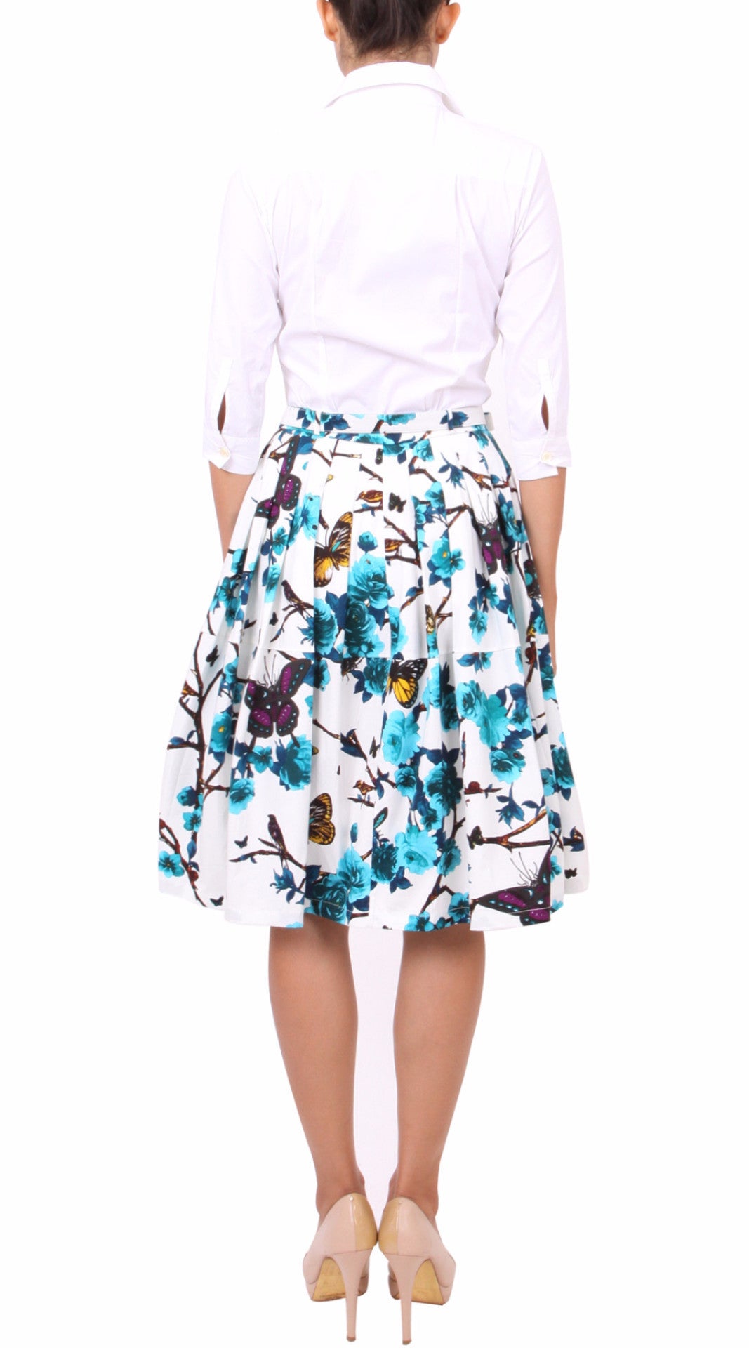 Regular | Rose Butterfly | White Aqua | Back | Skirt By Samantha Sung