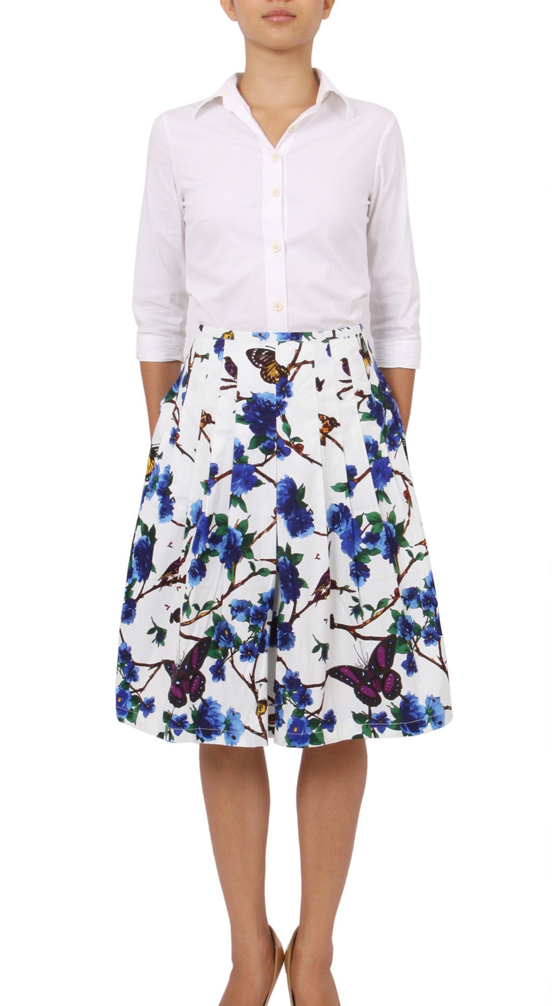 Regular | Rose Butterfly | White Cobalt Blue | Front | Dress By Samantha Sung