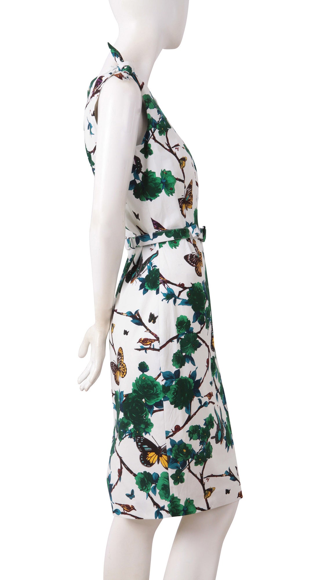 Tie Shoulder | Rose Butterfly | White Pine Green | Right | Dress By Samantha Sung