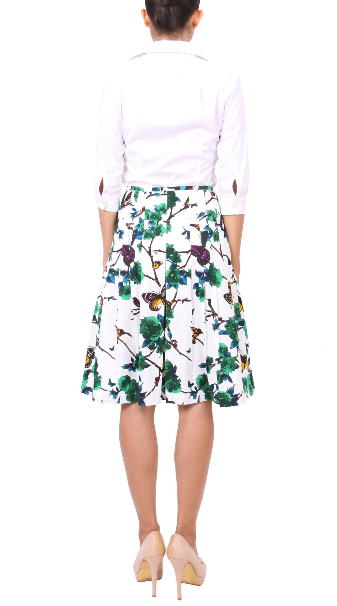 Regular | Rose Butterfly | White Pine Green | Back | Dress By Samantha Sung