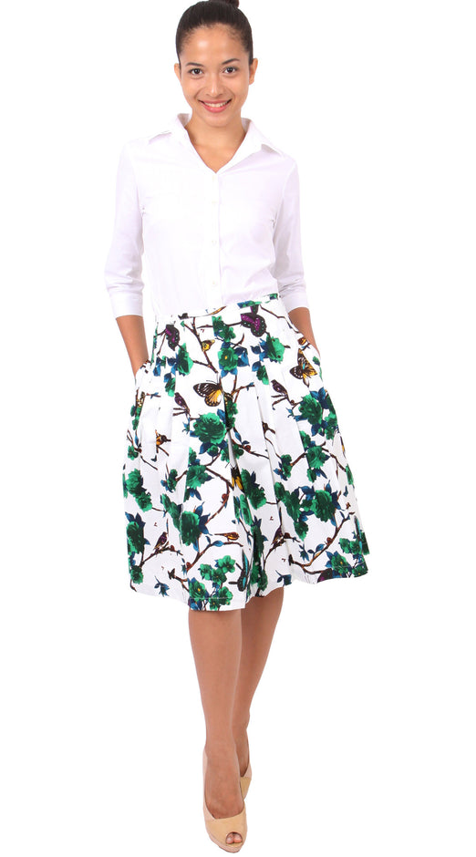 Regular | Rose Butterfly | White Pine Green | Front-1 | Dress By Samantha Sung