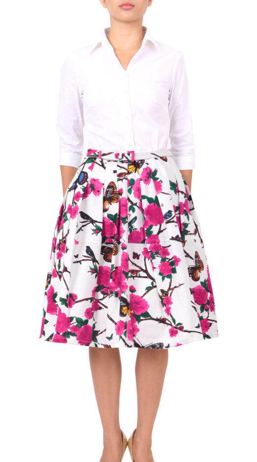 Regular | Rose Butterfly | White Aqua | Front-1 | Skirt By Samantha Sung