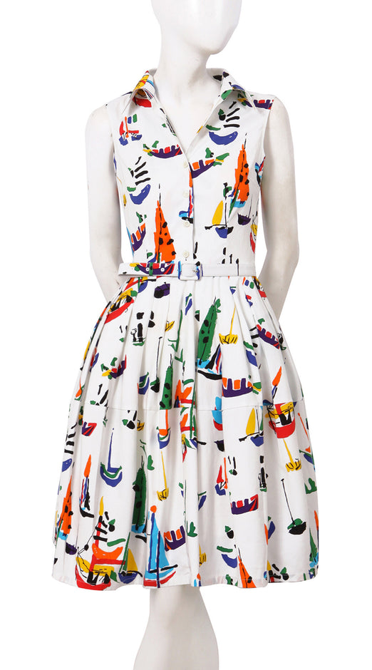 Sleeveless | Sail Boat | Original | Front | Shirt Dress By Samantha Sung