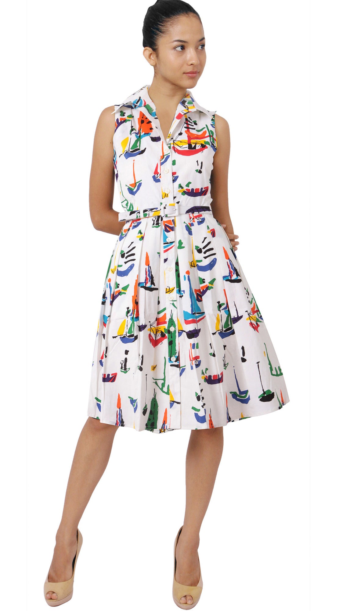 Sleeveless | Sail Boat | Original | Front | Shirt Dress By Samantha Sung