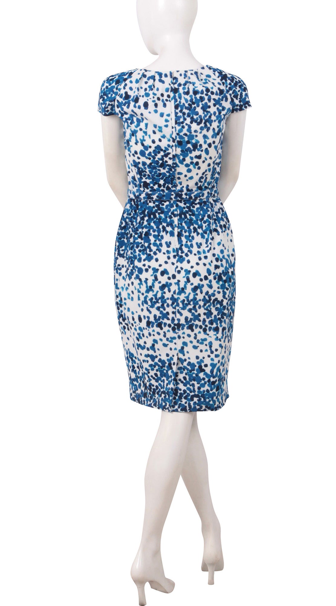 Cap Sleeve | Seurat | White Cobalt Blue | Back | Dress By Samantha Sung