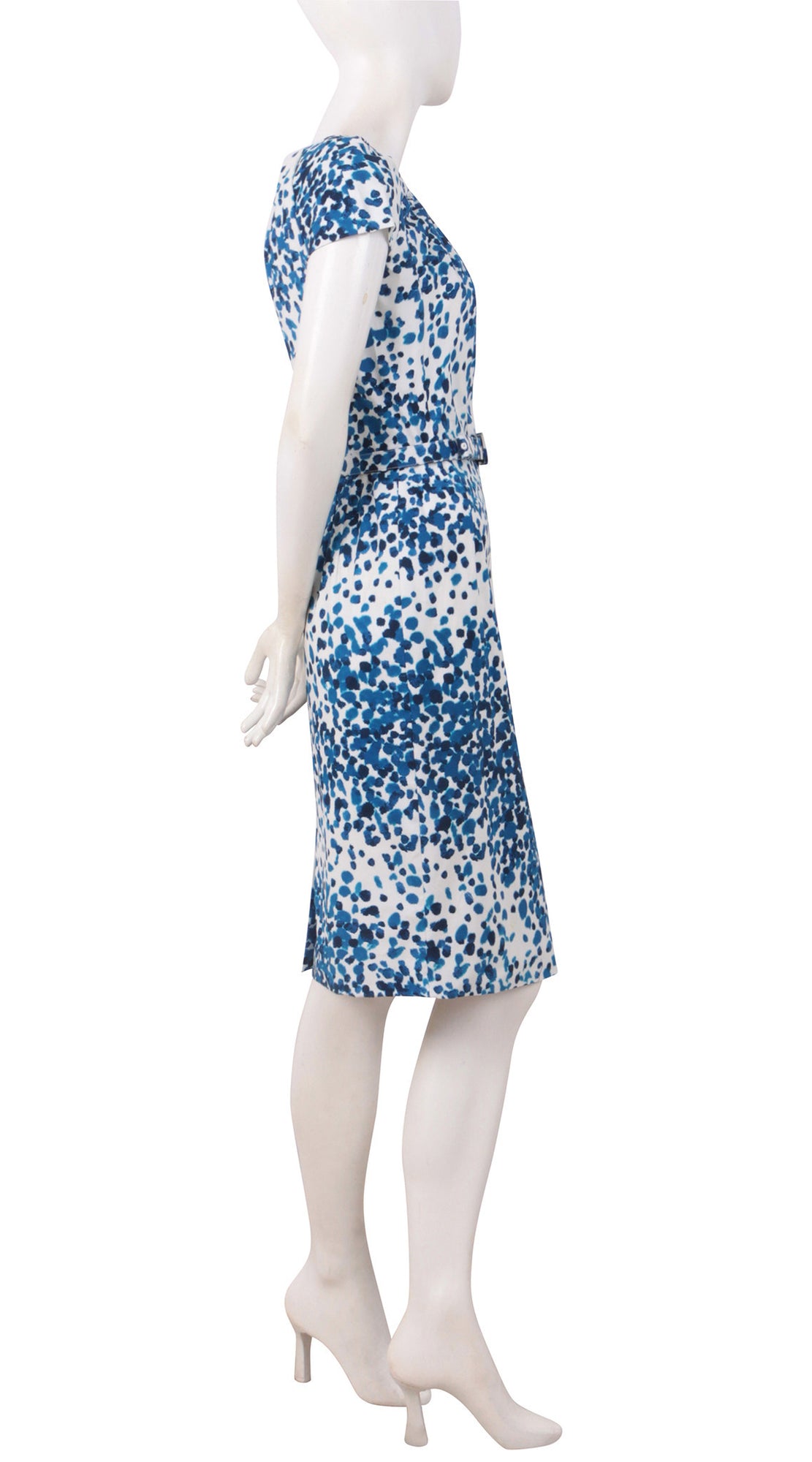 Cap Sleeve | Seurat | White Cobalt Blue | Right | Dress By Samantha Sung