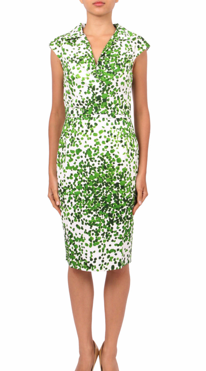 Cap Sleeve | Seurat | White Grass Green | Front | Dress By Samantha Sung