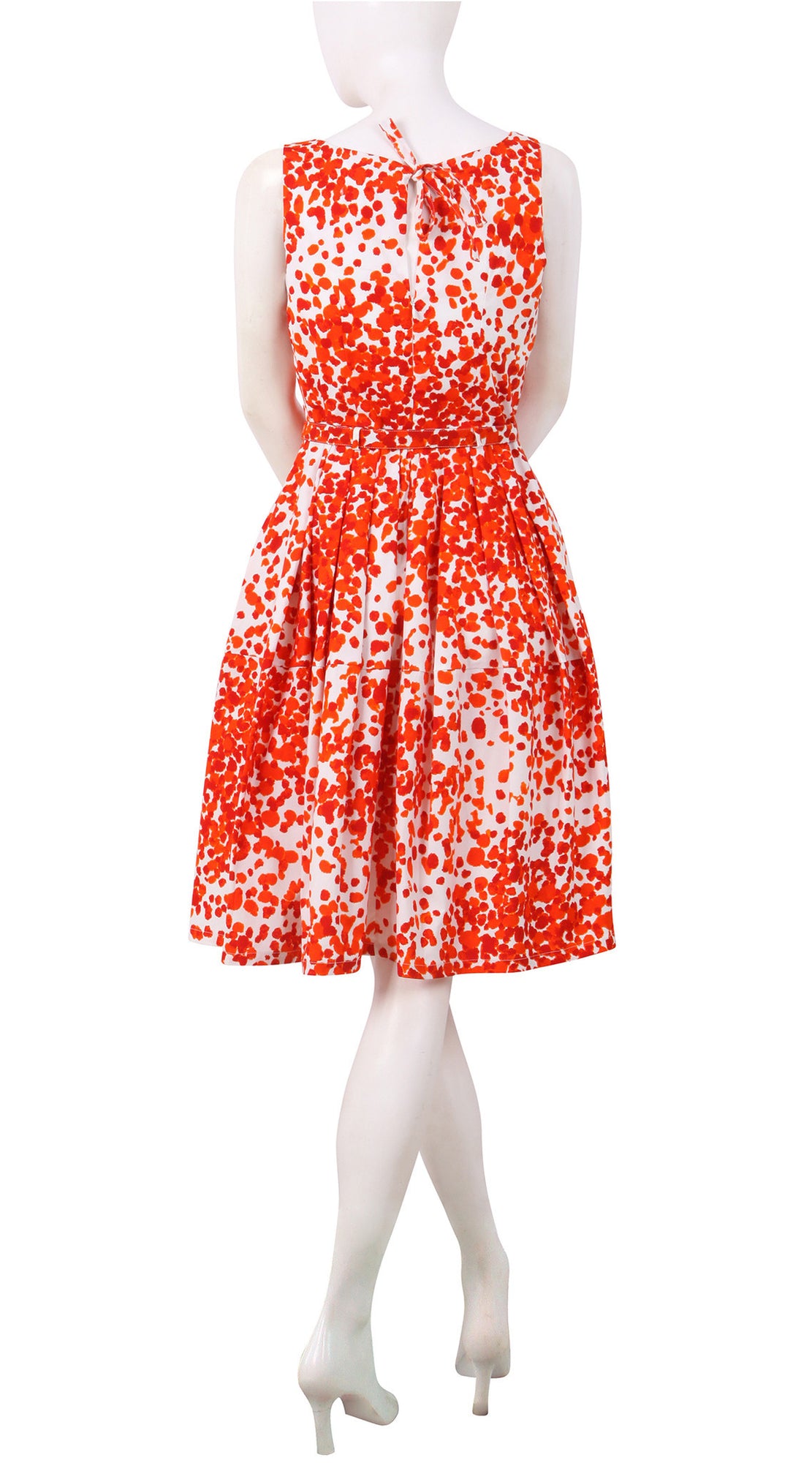 Sleeveless | Seurat | White Indian Red | Back | Shirt Dress By Samantha Sung