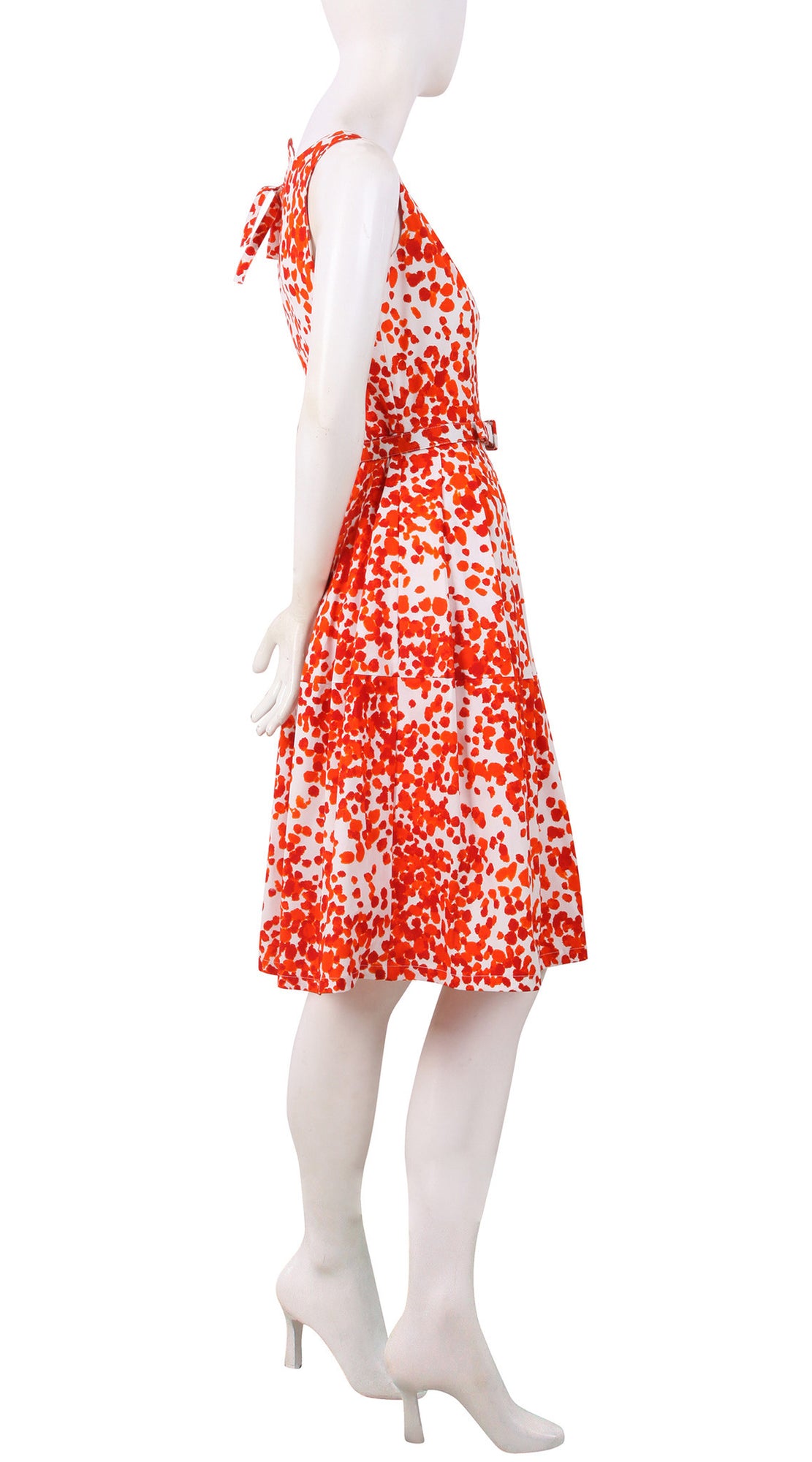 Sleeveless | Seurat | White Indian Red | Right | Shirt Dress By Samantha Sung