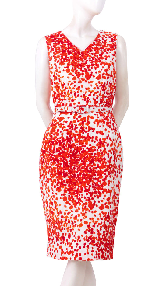 Sleeveless | Seurat | White Indian Red | Front | Dress By Samantha Sung