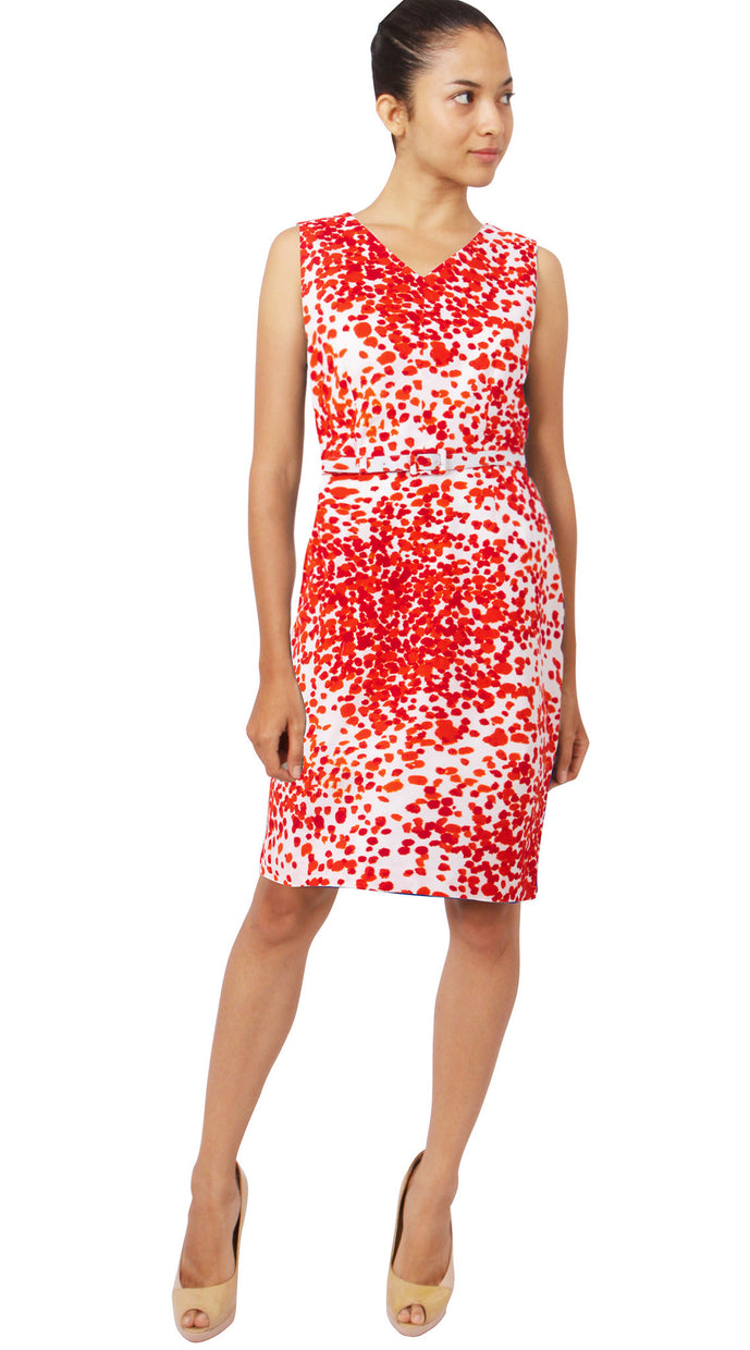 Sleeveless | Seurat | White Indian Red | Front | Dress By Samantha Sung