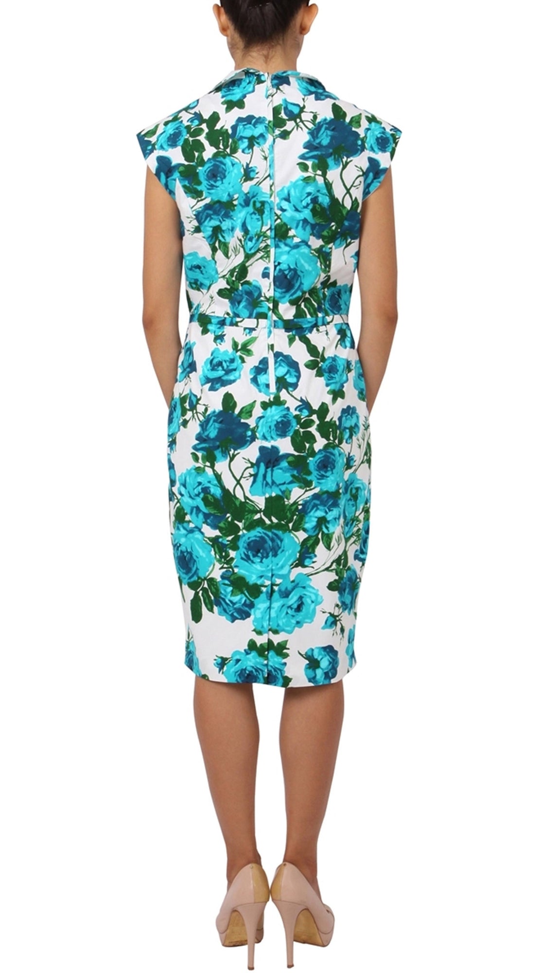 Cap Sleeve | Sicilian Rose | White Aqua | Back | Dress By Samantha Sung