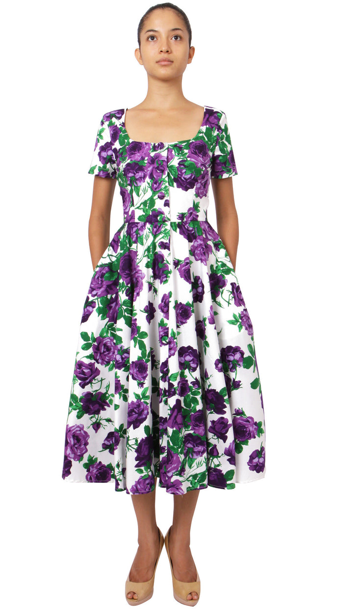Short Sleeve | Sicilian Rose | White Lilac | Front | Dress By Samantha Sung