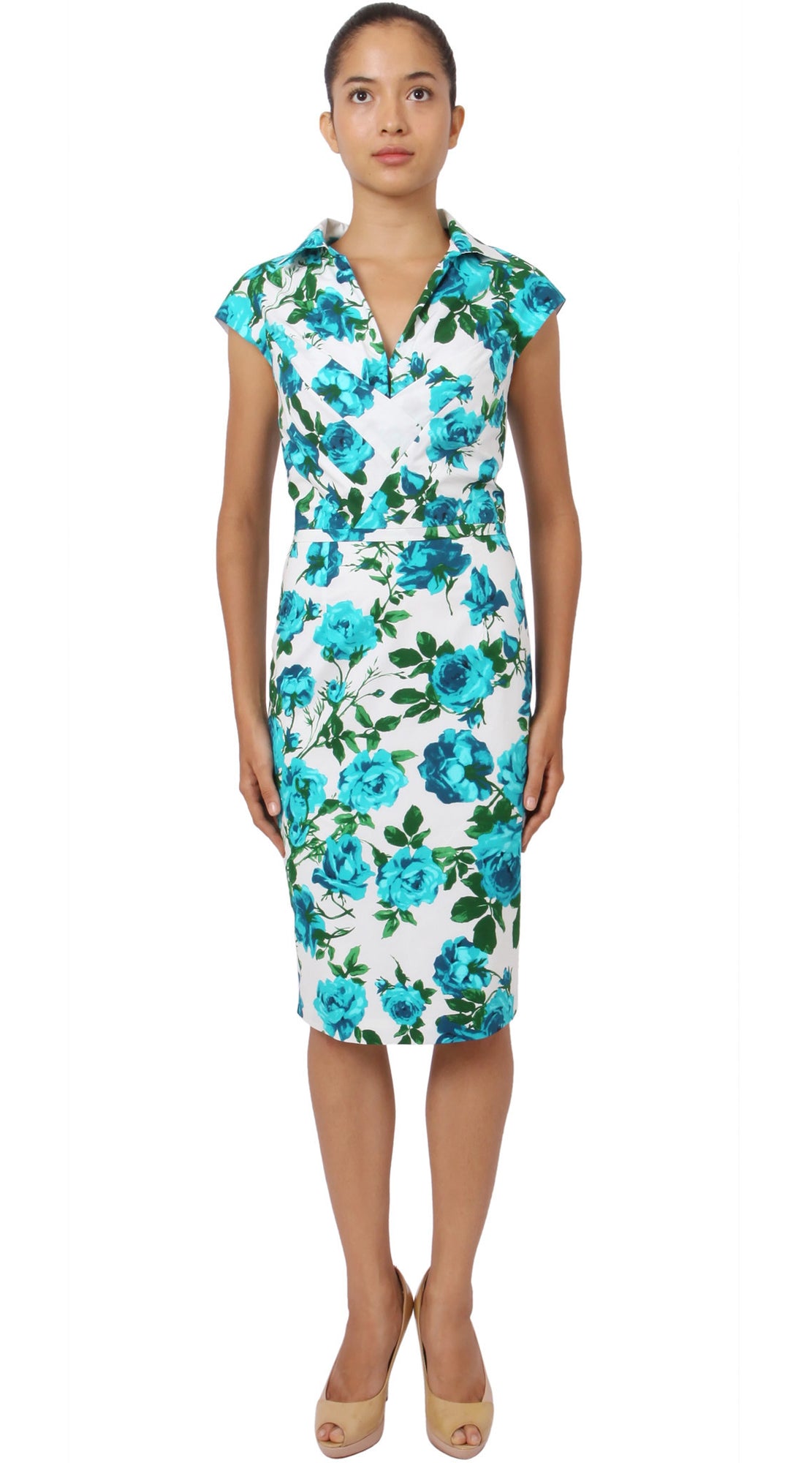 Cap Sleeve | Sicilian Rose | White Aqua | Front | Dress By Samantha Sung