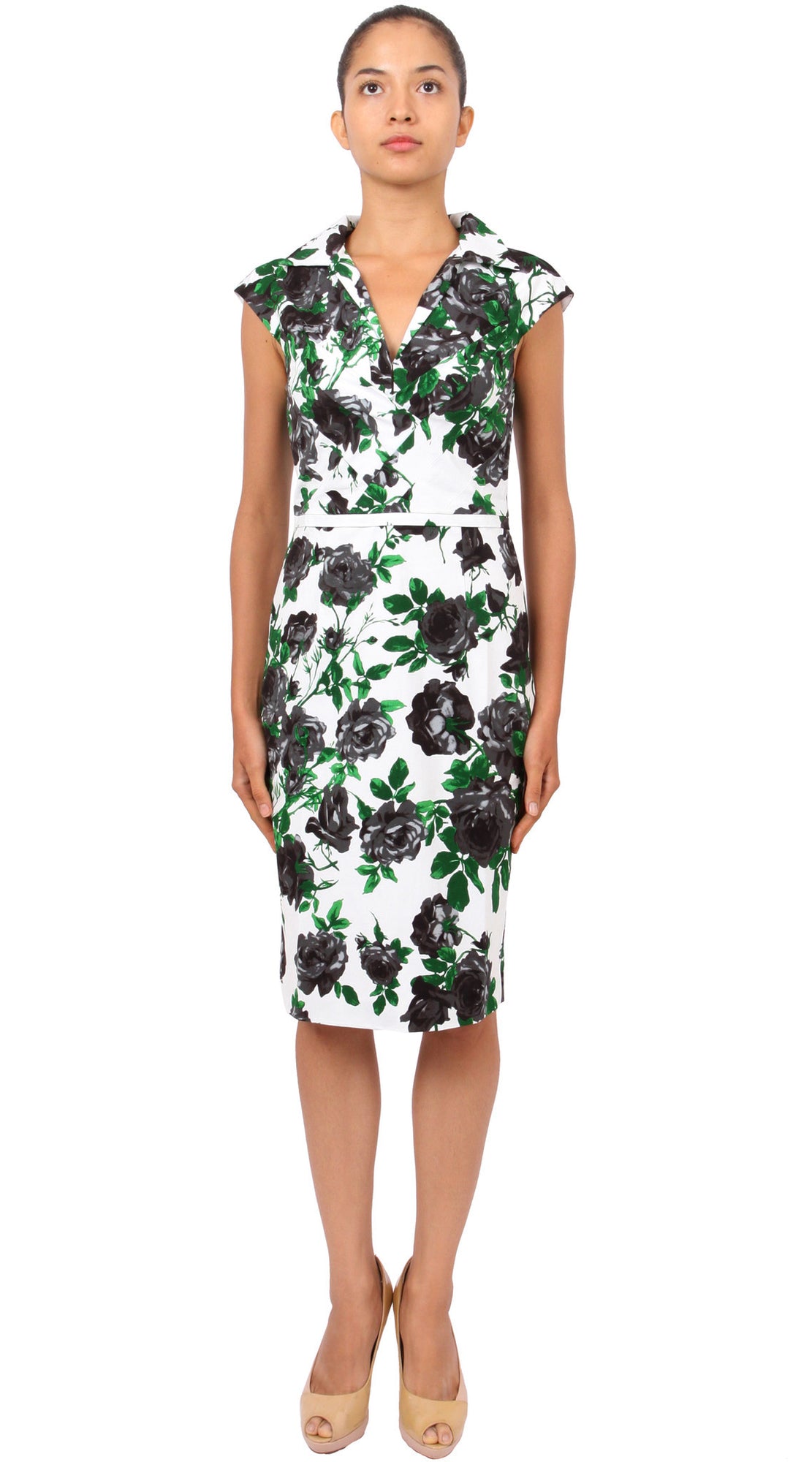 Cap Sleeve | Sicilian Rose | White Black | Front | Dress By Samantha Sung