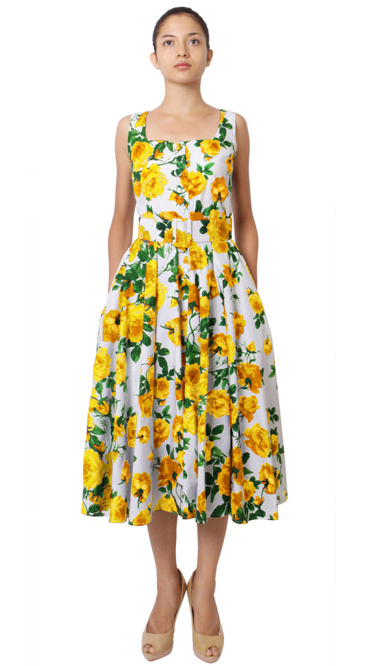 Sleeveless | Sicilian Rose | White Grass Green | Front-1 | Dress By Samantha Sung