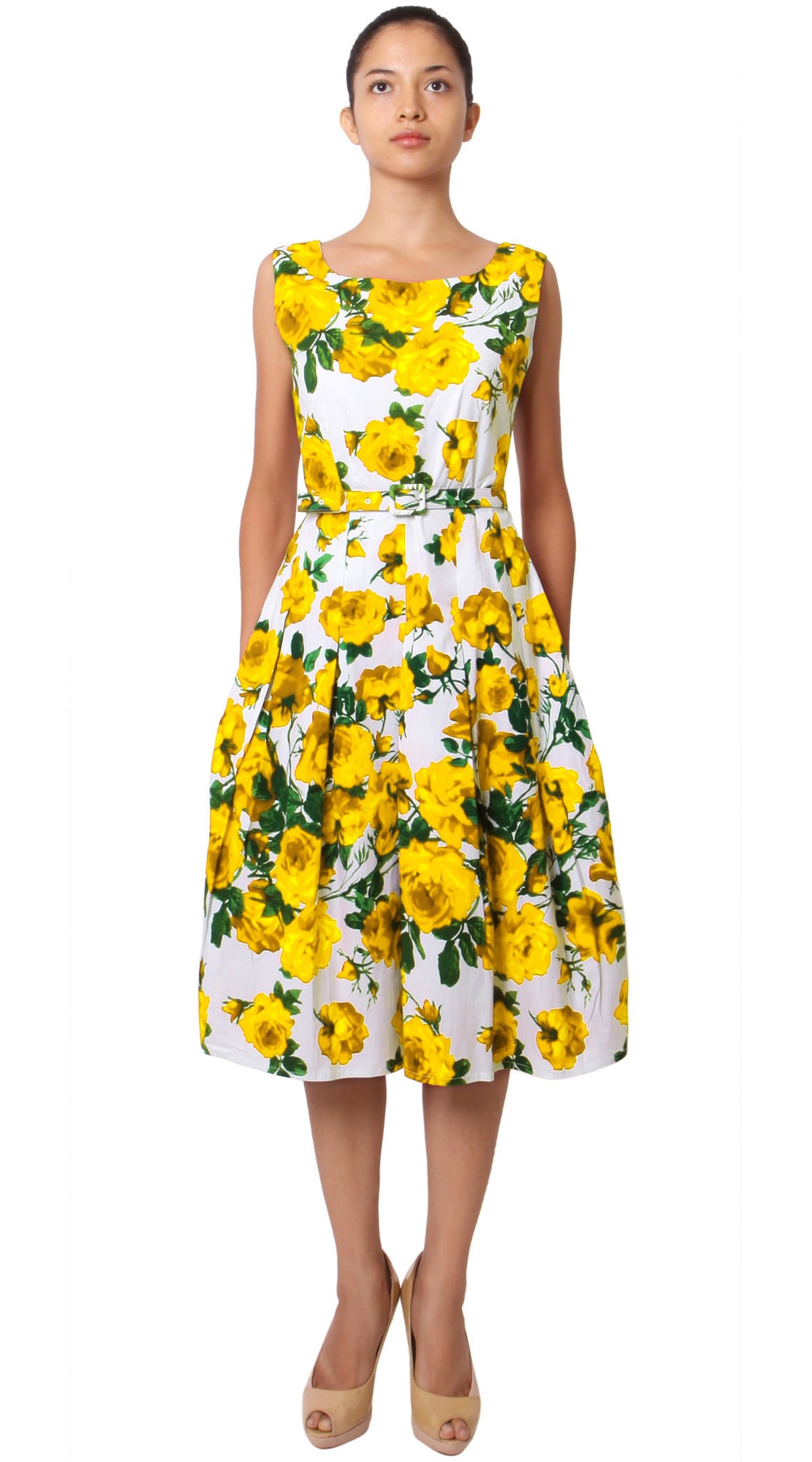 Sleeveless | Sicilian Rose | White Chrome Yellow | Front | Dress By Samantha Sung
