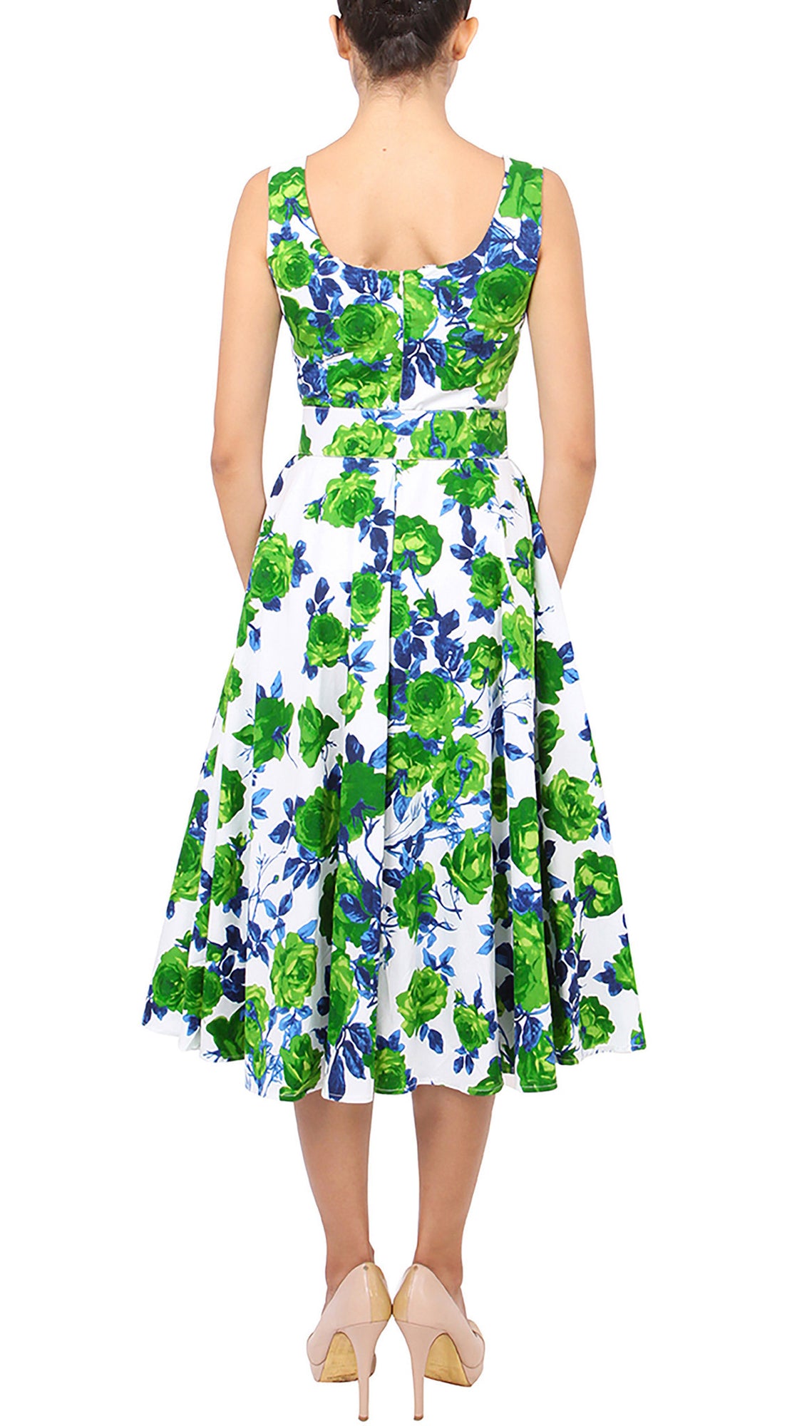 Sleeveless | Sicilian Rose | White Grass Green | Back| Dress By Samantha Sung
