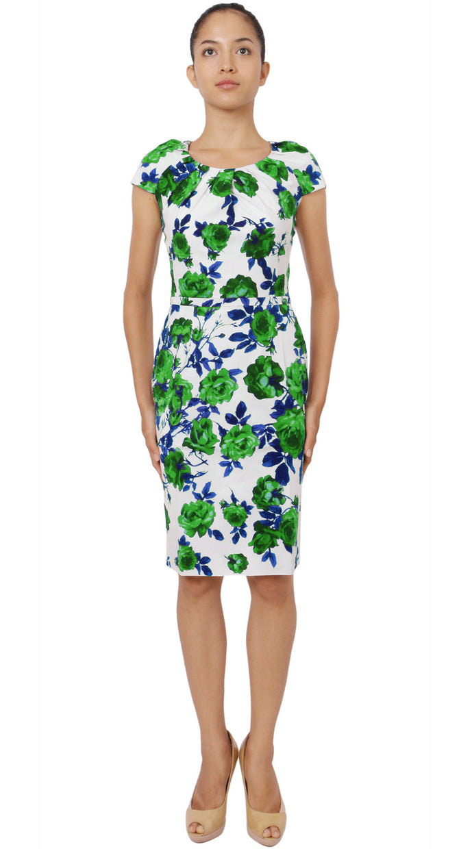 Cap Sleeve | Sicilian Rose | White Grass Green | Front | Dress By Samantha Sung