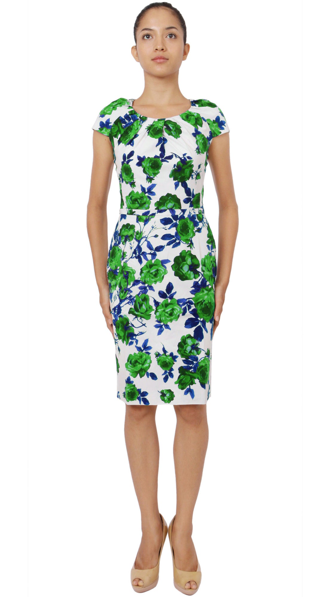 Cap Sleeve | Sicilian Rose | White Grass Green | Front | Dress By Samantha Sung