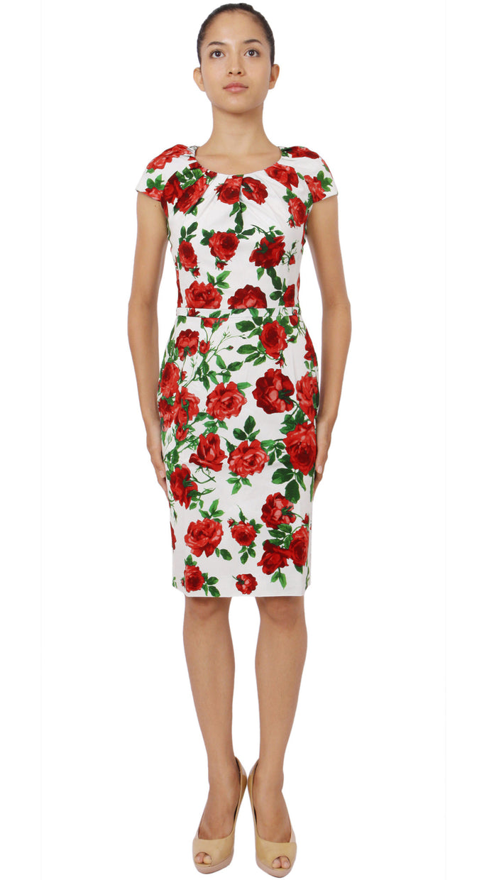 Cap Sleeve | Sicilian Rose | White Indian Red | Front | Dress By Samantha Sung