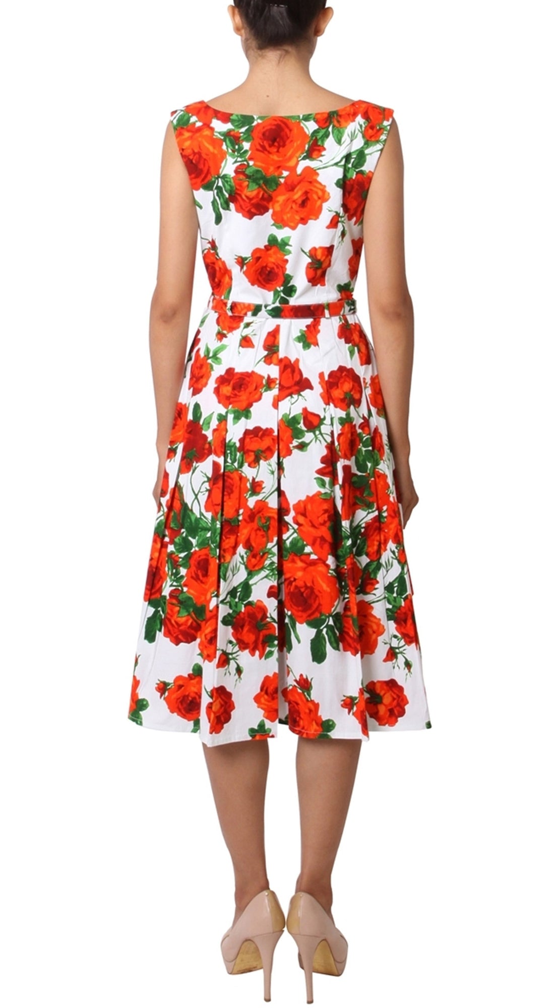Sleeveless | Sicilian Rose | White Orange | Back | Dress By Samantha Sung