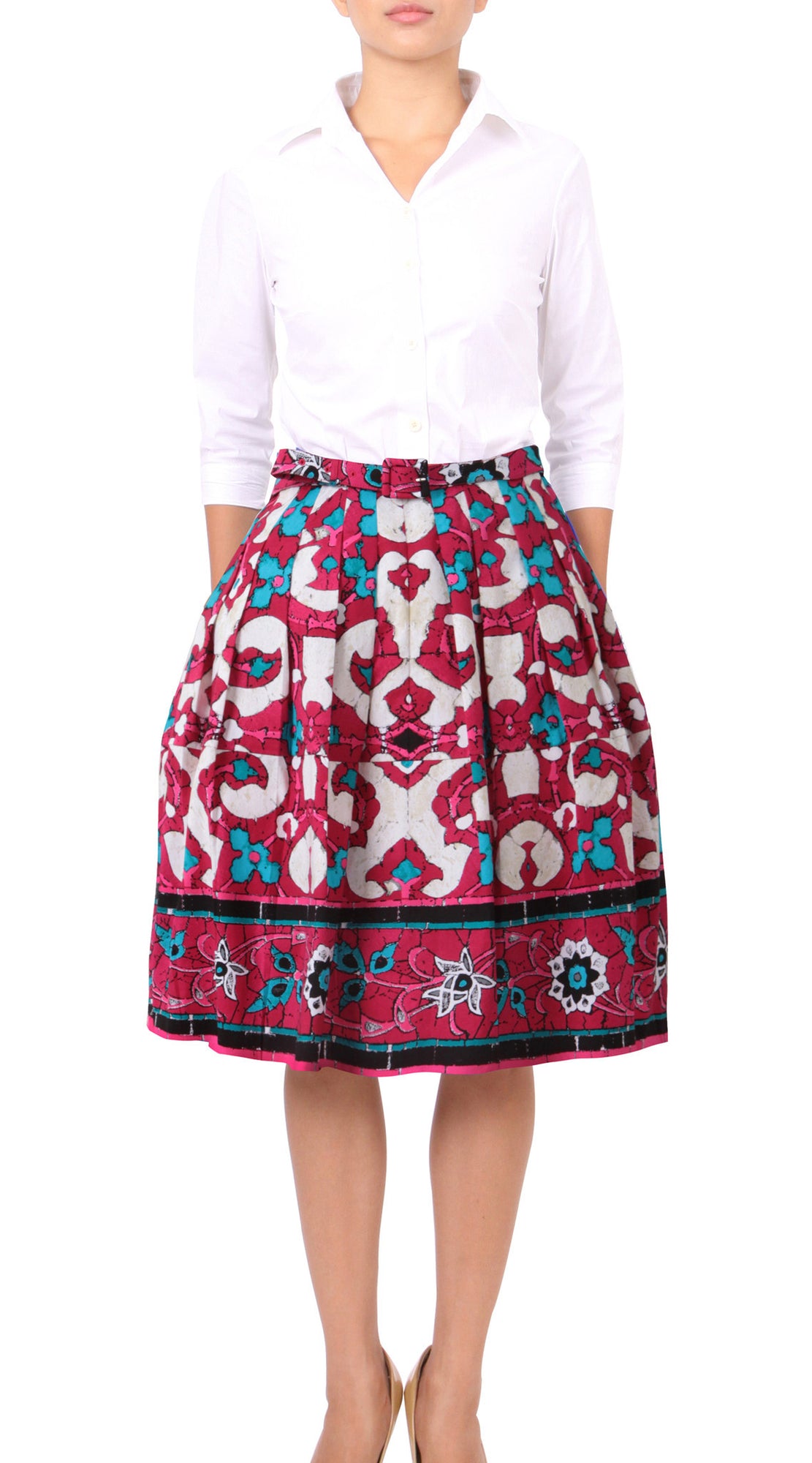 Regular | Sophia Tile | Rose Aqua | Front | Skirt By Samantha Sung