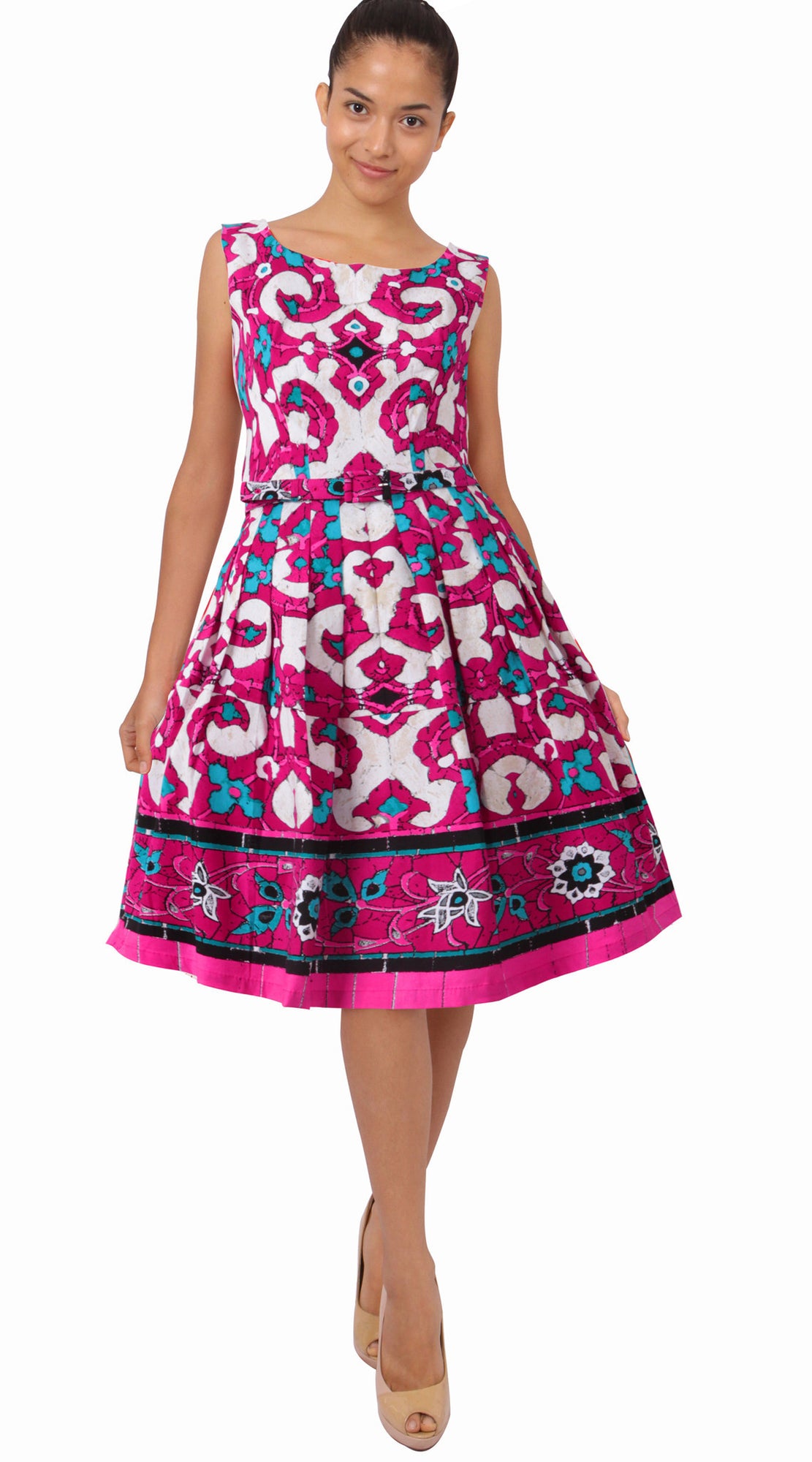 Sleeveless | Sophia Tile | Rose Aqua | Front-1 | Dress By Samantha Sung