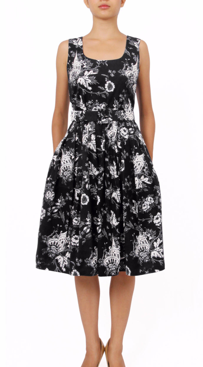 Sleeveless | Sundhine Indigo | Black White | Front | Dress By Samantha Sung