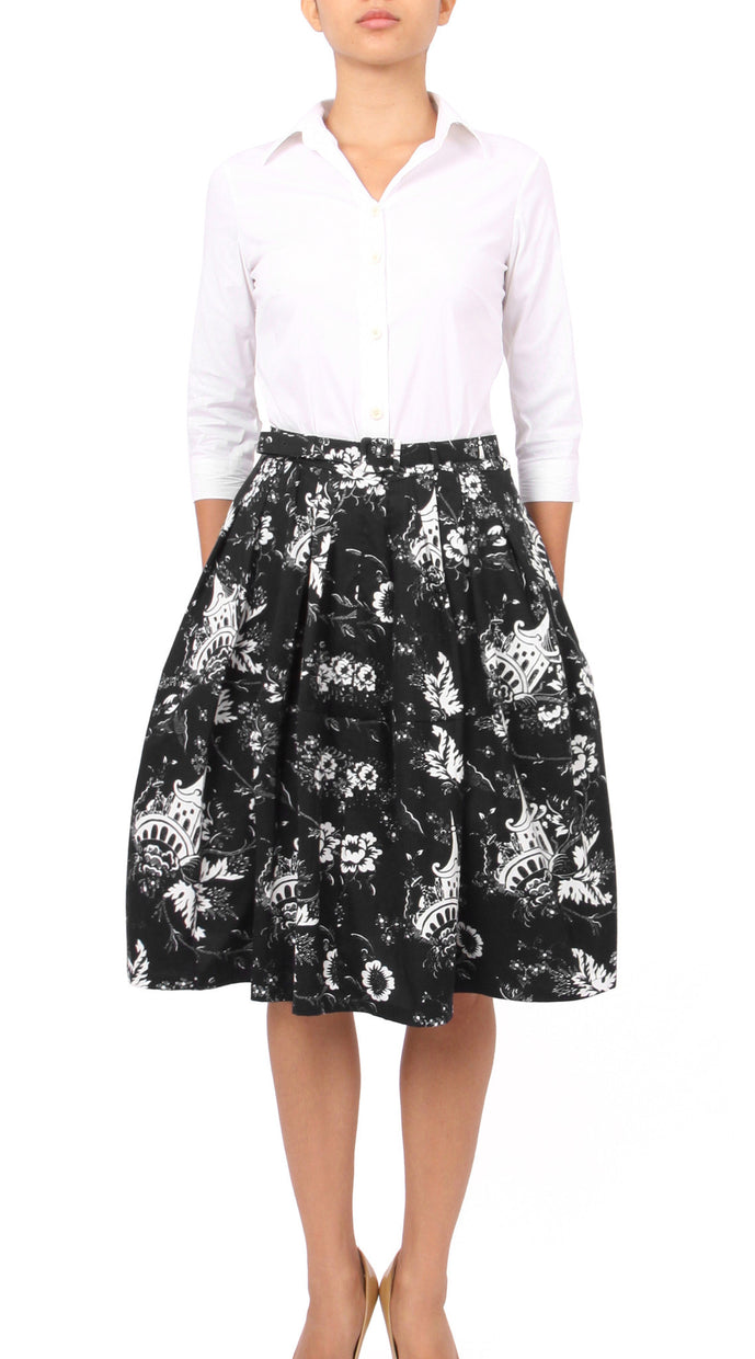 Regular | Sunshine Indigo | Black White | Front | Skirt By Samantha Sung