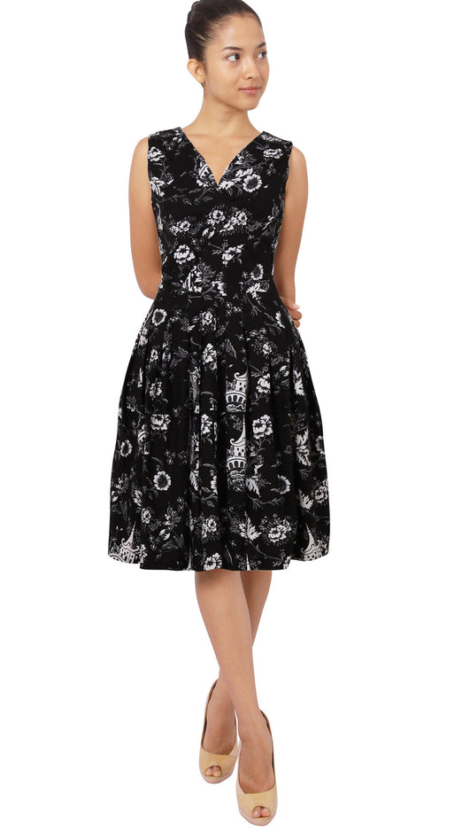 Sleeveless | Sunshine Indigo | Black White | Front | Dress By Samantha Sung