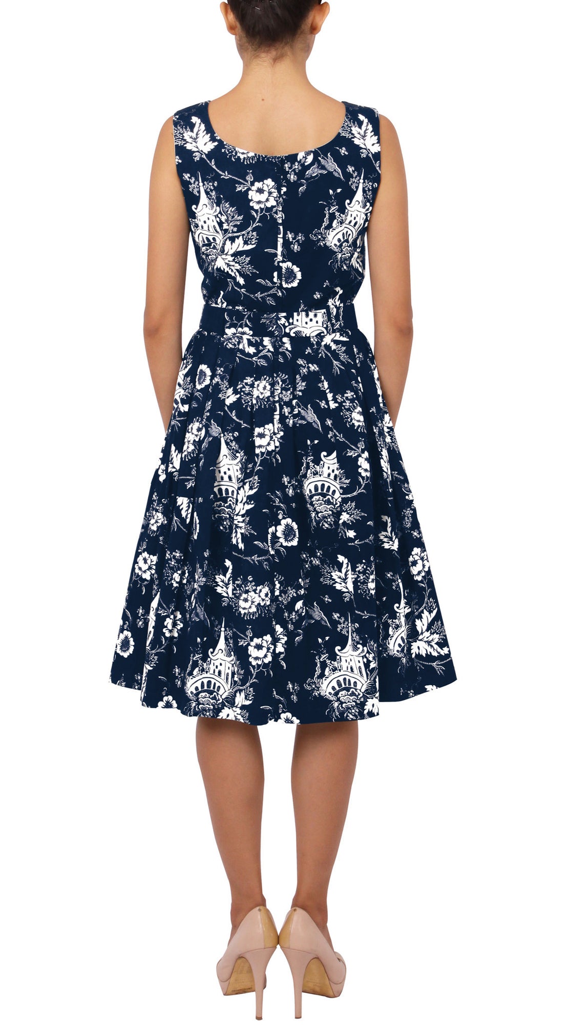 Sleeveless | Sundhine Indigo | Indigo White | Back | Dress By Samantha Sung