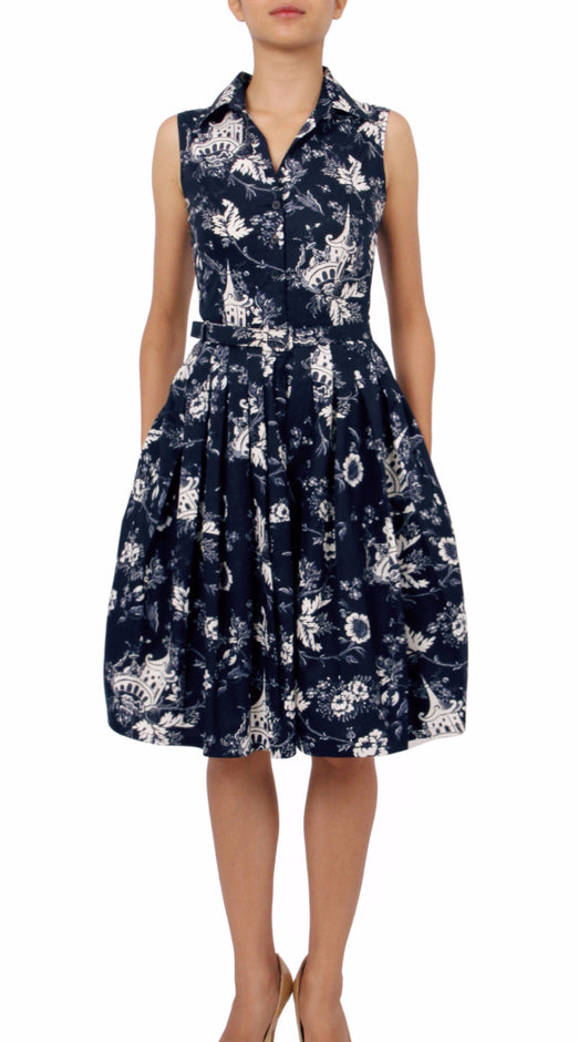 Sleeveless | Sunshine Indigo | Indigo White | Style | Shirt Dress By Samantha Sung