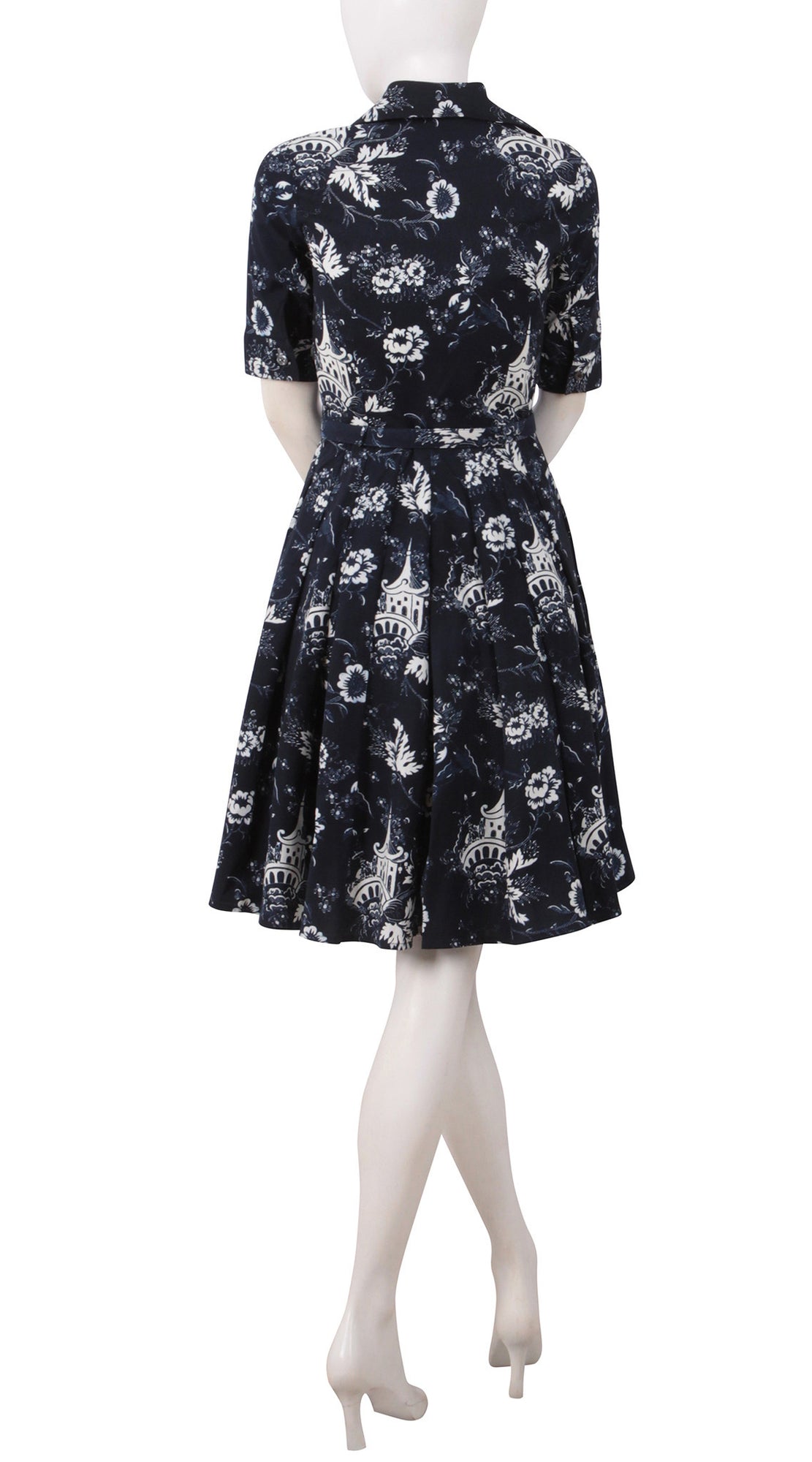 1/2 Sleeve | Sunshine Indigo | Indigo White | Back | Shirt Dress By Samantha Sung