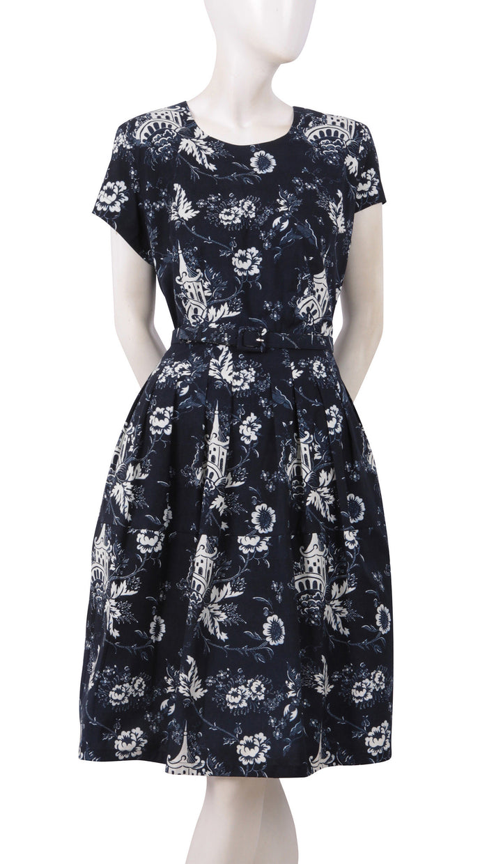 Short Sleeve | Sunshine Indigo | White Indigo | Front-1 | Dress By Samantha Sung