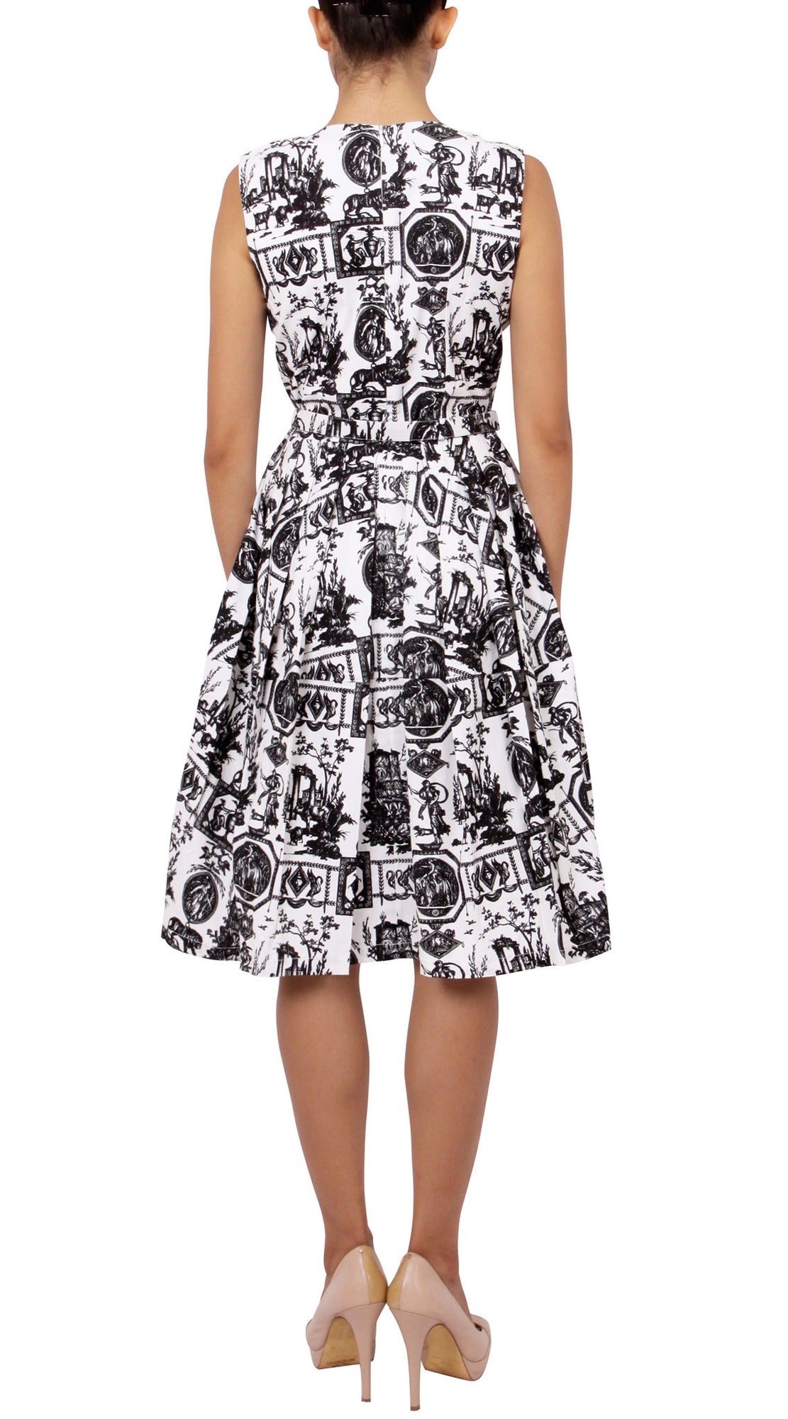 Sleeveless | Toile du Jour | White Black | Back | Dress By Samantha Sung