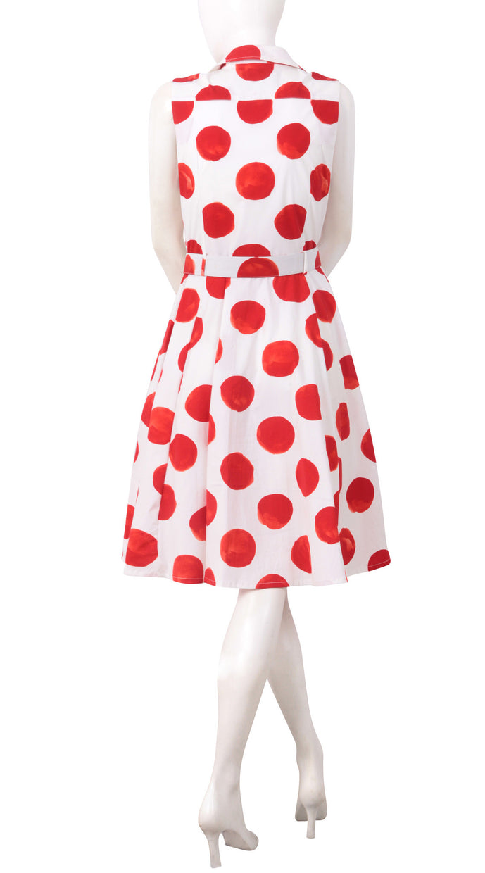 Abel Dress Shirt Collar Sleeveless Regular Cotton Stretch (Tuscani Dots)