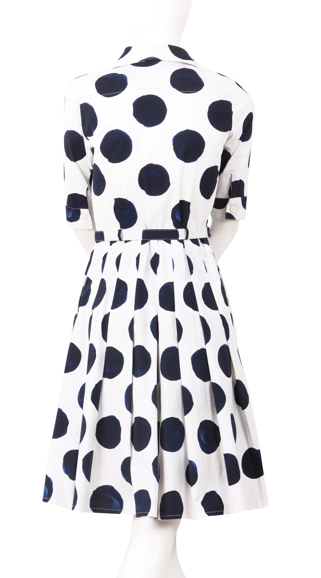 1/2 Sleeve | Tuscani Dots | White Indigo | Back| Shirt Dress By Samantha Sung